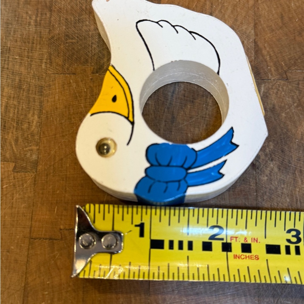 Vintage Wooden White Duck Napkin Rings with Blue Bow (Set of 5) 1980’s 1990’s - Picture 11 of 11